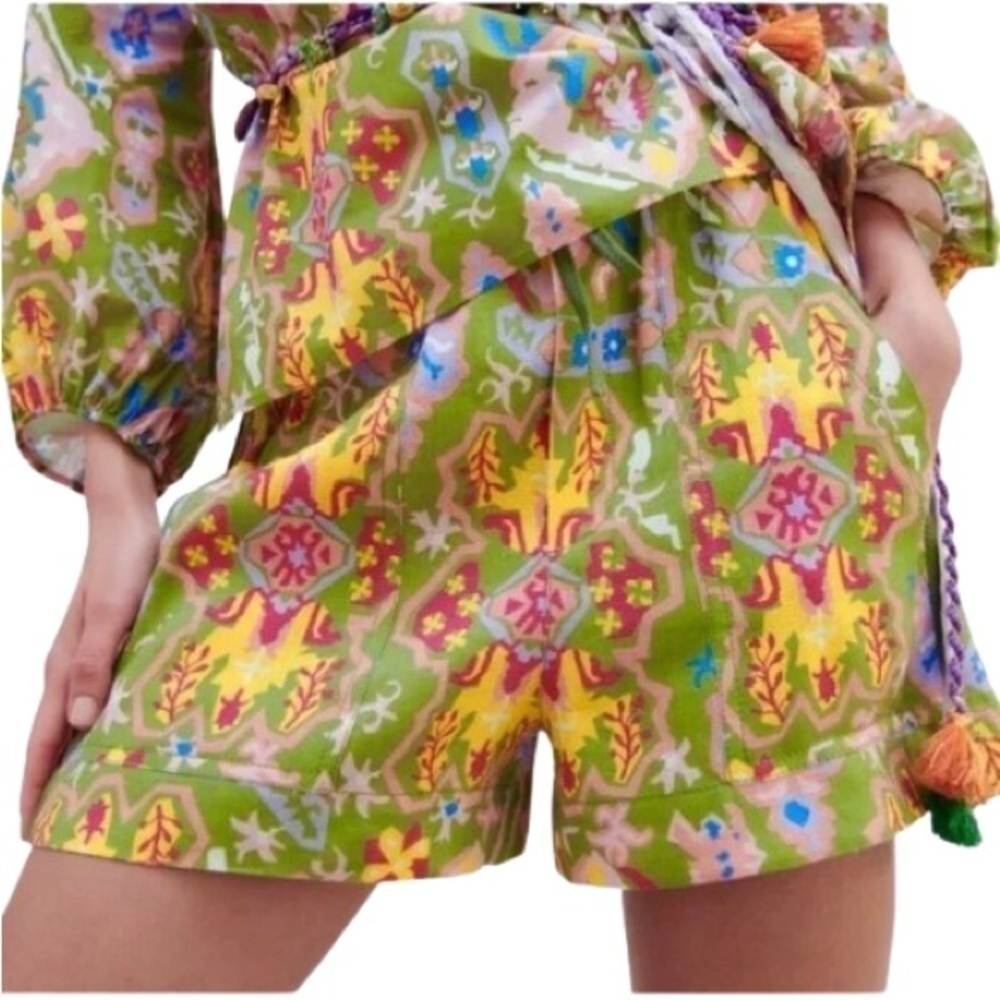 ⭐️ Host Pick ⭐️ Women's S Zara Aztec Printed Drawstring Shorts Linen Blend Funky